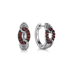 Clearance Gabriel & Co. 925 Sterling Silver Garnet Bujukan Link Huggie Earrings