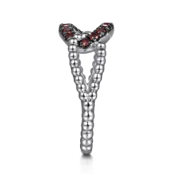New Gabriel & Co. 925 Sterling Silver Garnet Bujukan Link Ladies Ring