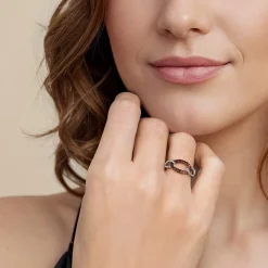 New Gabriel & Co. 925 Sterling Silver Garnet Bujukan Link Ladies Ring