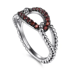 New Gabriel & Co. 925 Sterling Silver Garnet Bujukan Link Ladies Ring