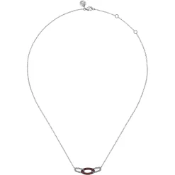 Outlet Gabriel & Co. 925 Sterling Silver Garnet Bujukan Link Bar Necklace