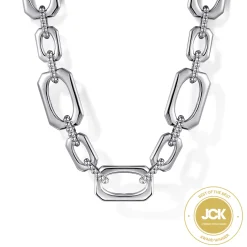 Hot Gabriel & Co. 925 Sterling Silver Geometric Link Chain Necklace with Bujukan Connectors