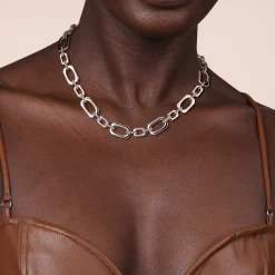 Hot Gabriel & Co. 925 Sterling Silver Geometric Link Chain Necklace with Bujukan Connectors