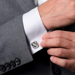New Gabriel & Co. 925 Sterling Silver Half Cube Black Spinel Cufflink