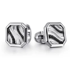 New Gabriel & Co. 925 Sterling Silver Half Cube Black Spinel Cufflink