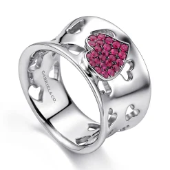 Discount Gabriel & Co. 925 Sterling Silver Heart Ruby Ladies Ring