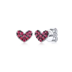 Hot Gabriel & Co. 925 Sterling Silver Heart Shaped Ruby Stud Earrings