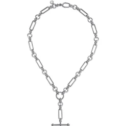 Discount Gabriel & Co. 925 Sterling Silver Hollow Tube Link Bujukan and White Sapphire Y Necklace