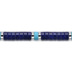 Discount Gabriel & Co. 925 Sterling Silver Lapis and Turquoise Cylinder Beaded Bracelet