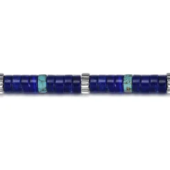 Gabriel & Co. Sterling Silver Lapis and Turquoise Cylinder Beaded Bracelet