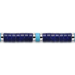Online Gabriel & Co. 925 Sterling Silver Lapis and Turquoise Cylinder Beaded Bracelet