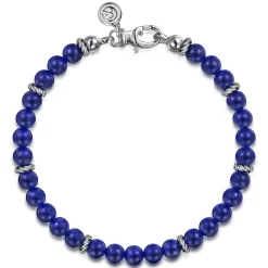 Discount Gabriel & Co. 925 Sterling Silver Lapis Beaded Bracelet 6mm