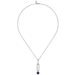 Discount Gabriel & Co. 925 Sterling Silver Lapis Bujukan Drop Necklace