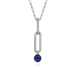 Discount Gabriel & Co. 925 Sterling Silver Lapis Bujukan Drop Necklace