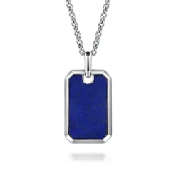 Clearance Gabriel & Co. 925 Sterling Silver Lapis Dog Tag Pendant