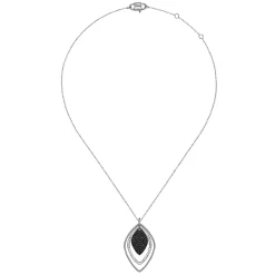 Hot Gabriel & Co. 925 Sterling Silver Layered Black Spinel Cluster Necklace