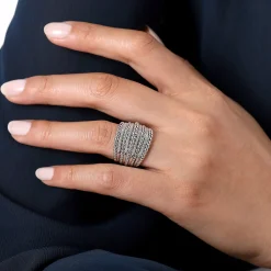 Outlet Gabriel & Co. 925 Sterling Silver Layered Bujukan Beaded White Sapphire Ring