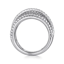 Outlet Gabriel & Co. 925 Sterling Silver Layered Bujukan Beaded White Sapphire Ring