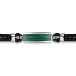 Outlet Gabriel & Co. 925 Sterling Silver Leather with Malachite ID Bracelet