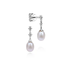 Best Gabriel & Co. 925 Sterling Silver Linear Pearl Drop Earrings