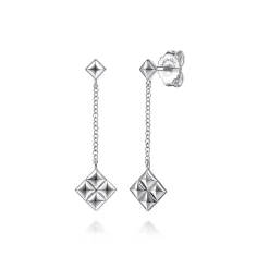 Outlet Gabriel & Co. Sterling Silver Linear Pyramid and Chain Drop Earrings