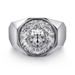 Best Gabriel & Co. 925 Sterling Silver Lion Head Ring in High Polished Finish