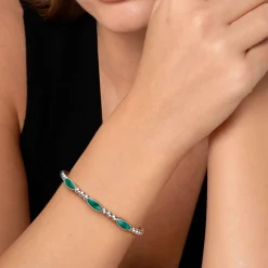 Clearance Gabriel & Co. 925 Sterling Silver Malachite Station Bujukan Split Bangle Bracelet