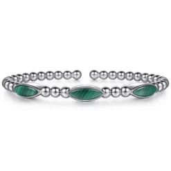 Clearance Gabriel & Co. 925 Sterling Silver Malachite Station Bujukan Split Bangle Bracelet