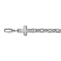 Discount Gabriel & Co. 925 Sterling Silver Men's Mix Faceted Link Chain Bracelet with Cross