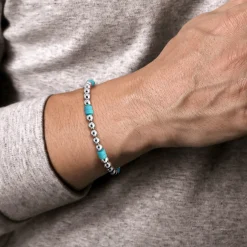 Online Gabriel & Co. 925 Sterling Silver 6mm ball and Turquoise Cylinder Beaded Bracelet