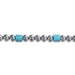 Online Gabriel & Co. 925 Sterling Silver 6mm ball and Turquoise Cylinder Beaded Bracelet
