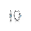 New Gabriel & Co. Sterling Silver 15mm Blue Topaz Huggies