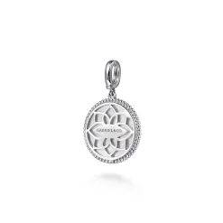 Online Gabriel & Co. 925 Sterling Silver 20mm Bujukan White Sapphire Compass Mother of Pearl Medallion Pendant With Detachable Bail