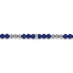 Outlet Gabriel & Co. 925 Sterling Silver 4mm Lapis Beaded and 4mm Silver Ball Bracelet