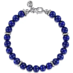 Sale Gabriel & Co. 925 Sterling Silver 8mm Lapis Beaded Bracelet