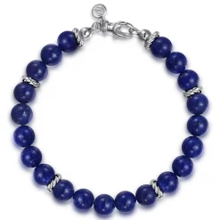 Sale Gabriel & Co. 925 Sterling Silver 8mm Lapis Beaded Bracelet