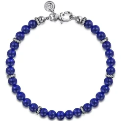 New Gabriel & Co. 925 Sterling Silver 6mm Lapis Beaded Bracelet