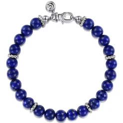 Hot Gabriel & Co. 925 Sterling Silver 8mm Lapis Beaded Bracelet