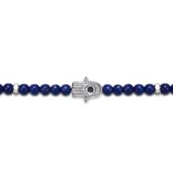 New Gabriel & Co. 925 Sterling Silver 4mm Lapis Mens Bracelet with Black Spinel Hamsa