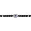 Gabriel & Co. 925 Sterling Silver 4mm Onyx and Sapphire Beaded Bracelet with Evil eye