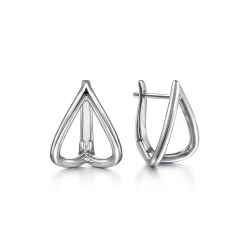 New Gabriel & Co. 925 Sterling Silver 15mm Open Heart Huggie Earrings