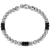 Sale Gabriel & Co. 925 Sterling Silver 6mm Silver Ball and Onyx Cylinder Beaded Bracelet