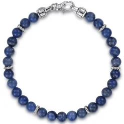 New Gabriel & Co. 925 Sterling Silver 6mm Sodalite Beaded Bracelet