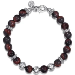 Clearance Gabriel & Co. 925 Sterling Silver 8mm Tiger Eye Faceted Bead Bracelet