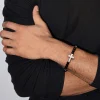 Clearance Gabriel & Co. 925 Sterling Silver 6mm Titanium Beaded Bracelet with Cross