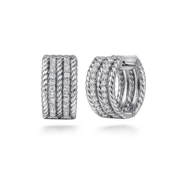 Discount Gabriel & Co. 925 Sterling Silver 15mm White Sapphire Hampton Huggie Earrings