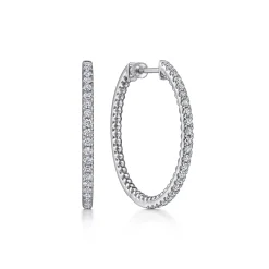 Best Gabriel & Co. 925 Sterling Silver 30mm White Sapphire Bujukan Classic Hoop Earrings