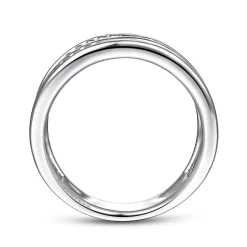 Sale Gabriel & Co. 925 Sterling Silver Multi Row Bujukan Bead Curved Wide Band Ring