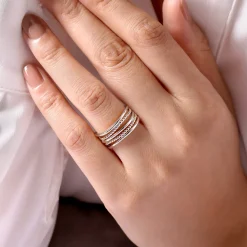 Sale Gabriel & Co. 925 Sterling Silver Multi Row Bujukan Bead Curved Wide Band Ring