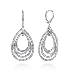Discount Gabriel & Co. 925 Sterling Silver Multi Row Open Teardrop Leverback Earrings